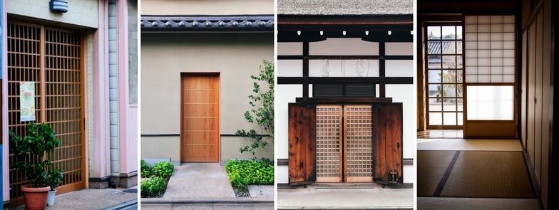 Collage von 4 Türen im japanischen Stil