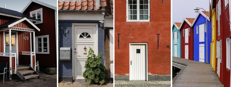 Collage von 4 Türen im skandinavischem Stil