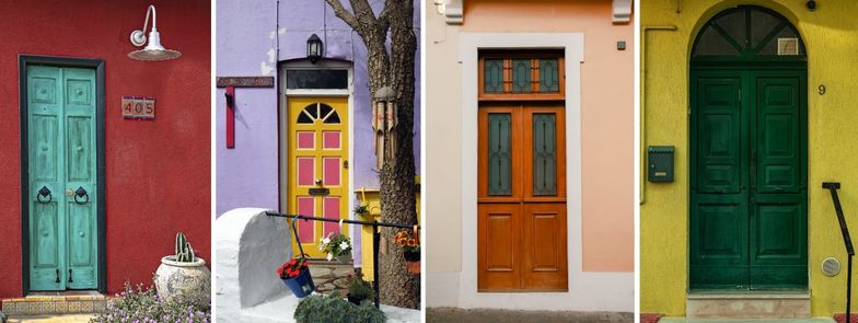 Collage von 4 Türen im spanischen Stil